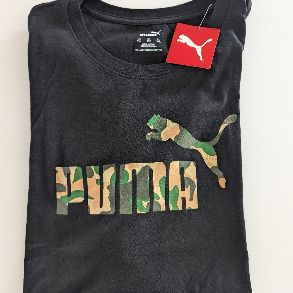 Men's Puma Camo black t-shirt NWT 100% Cotton Logo tee XXL 2XL $25 retail